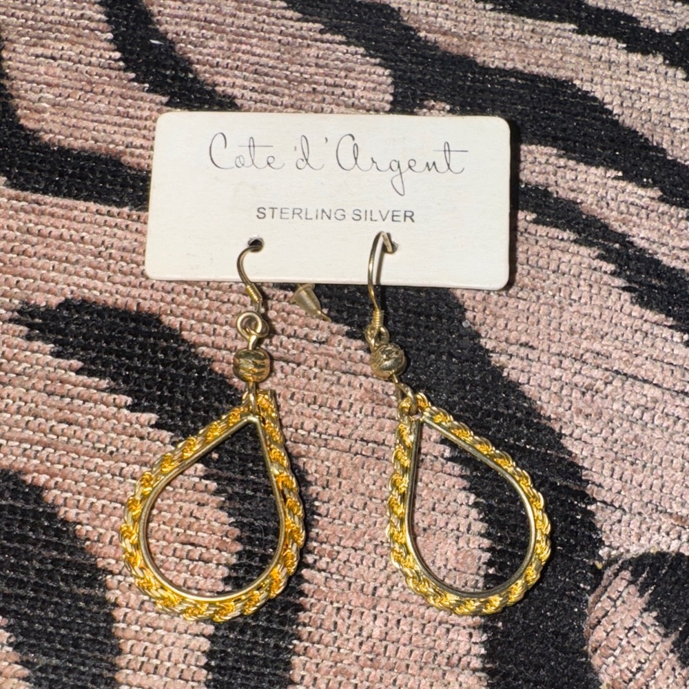 Gold Plated Sterling Silver Teardrop Earrings